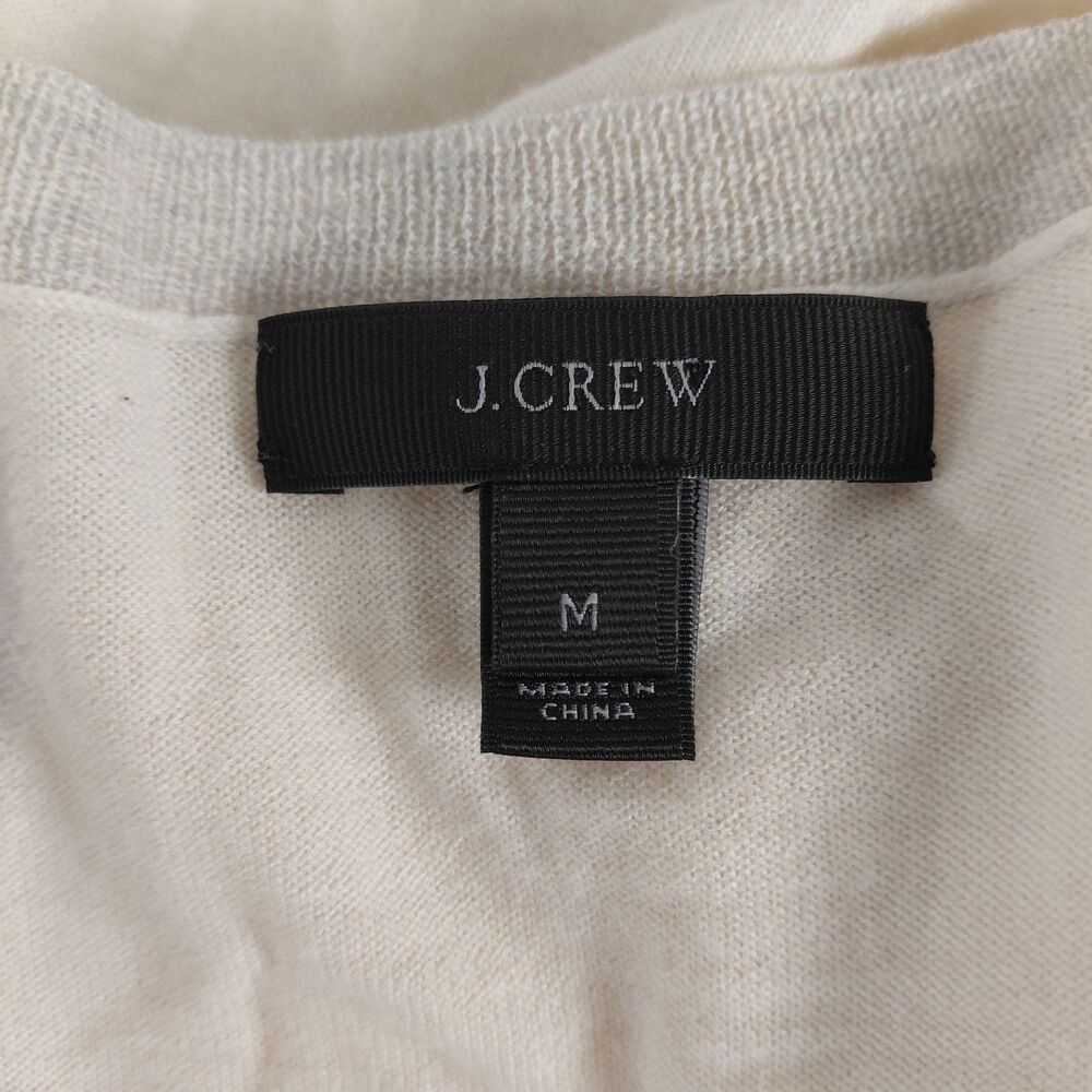 J.Crew Ringer Style LS Crewneck lightweight sweater cream/ gray SZ M - Picture 8 of 8